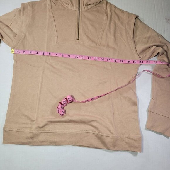 Laurie Felt LA Tan Women Half-Zip Cotton Bambo Blend Pullover Sweatshirt Size XS - Picture 4 of 9